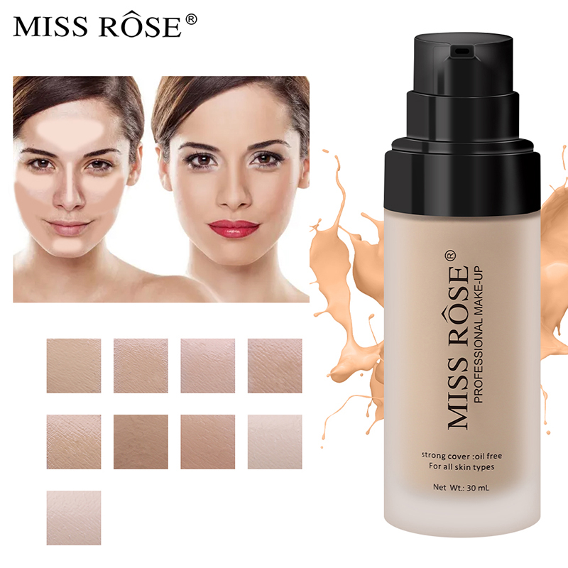 MISS ROSE外贸专供粉底裸妆遮盖面部瑕疵自然滋润提亮不易脱妆图