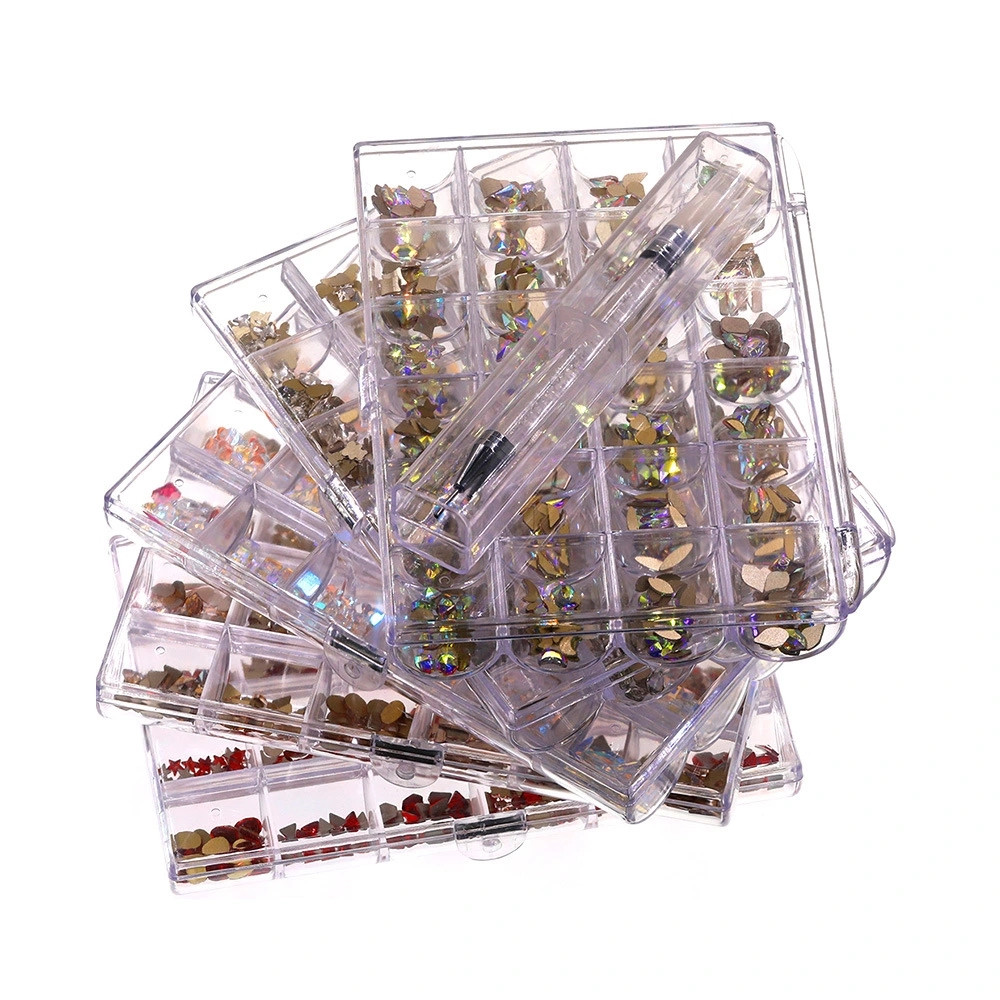 shanilak nail water diamond, shell piece, Crook heart, special-shaped diamond, 24-compartment box set, DIY nail decoration, cross-border best-selling new style