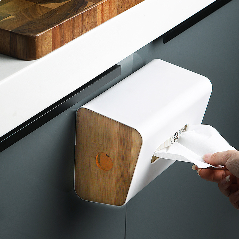 Caja de pañuelo multiuso con cubierta de madera para comercio exterior Specification image