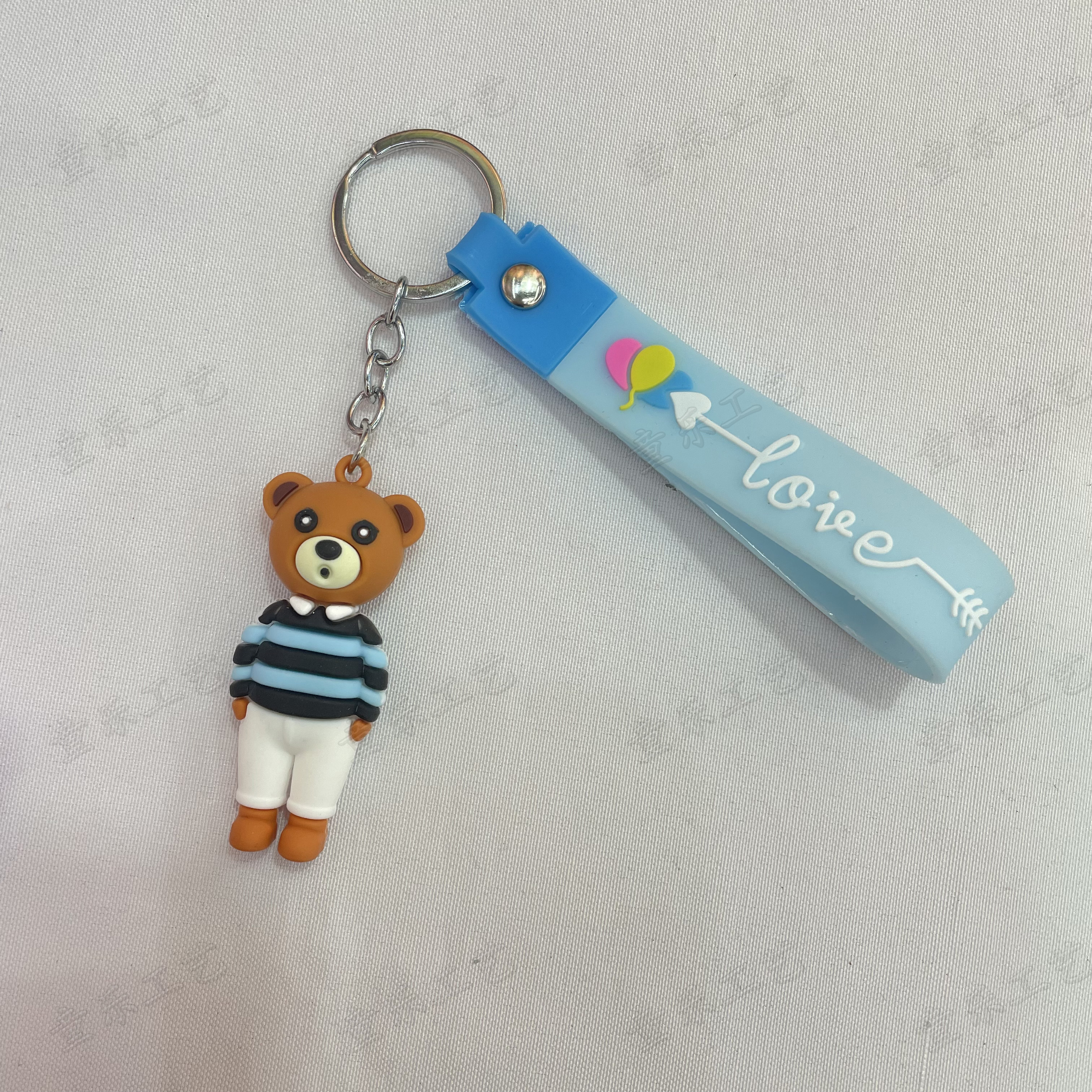 Creative striped bear soft rubber keychain cartoon bear 3D figurine pendant Specification image