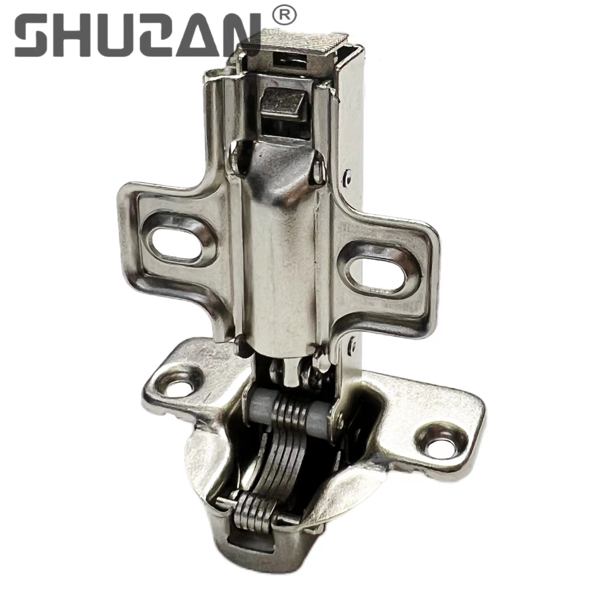 Shuzan high-quality hydraulic hinges are easy to disassemble and assemble. They have a two-hole bottom and are equipped with European screws, hardware tool accessories, and other hardware tools details Picture
