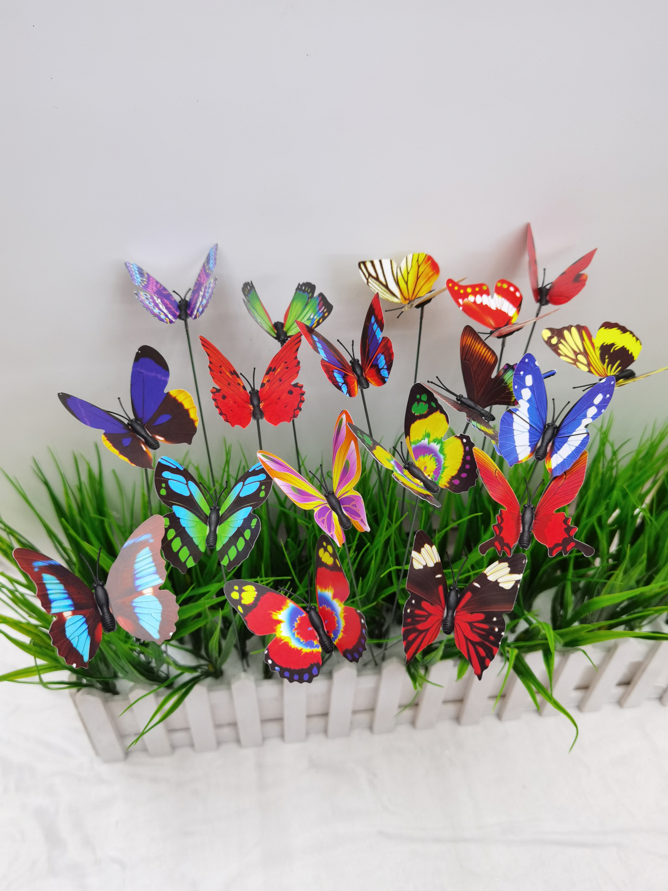 7CM单层蝴蝶花园插件花坛装饰工艺品