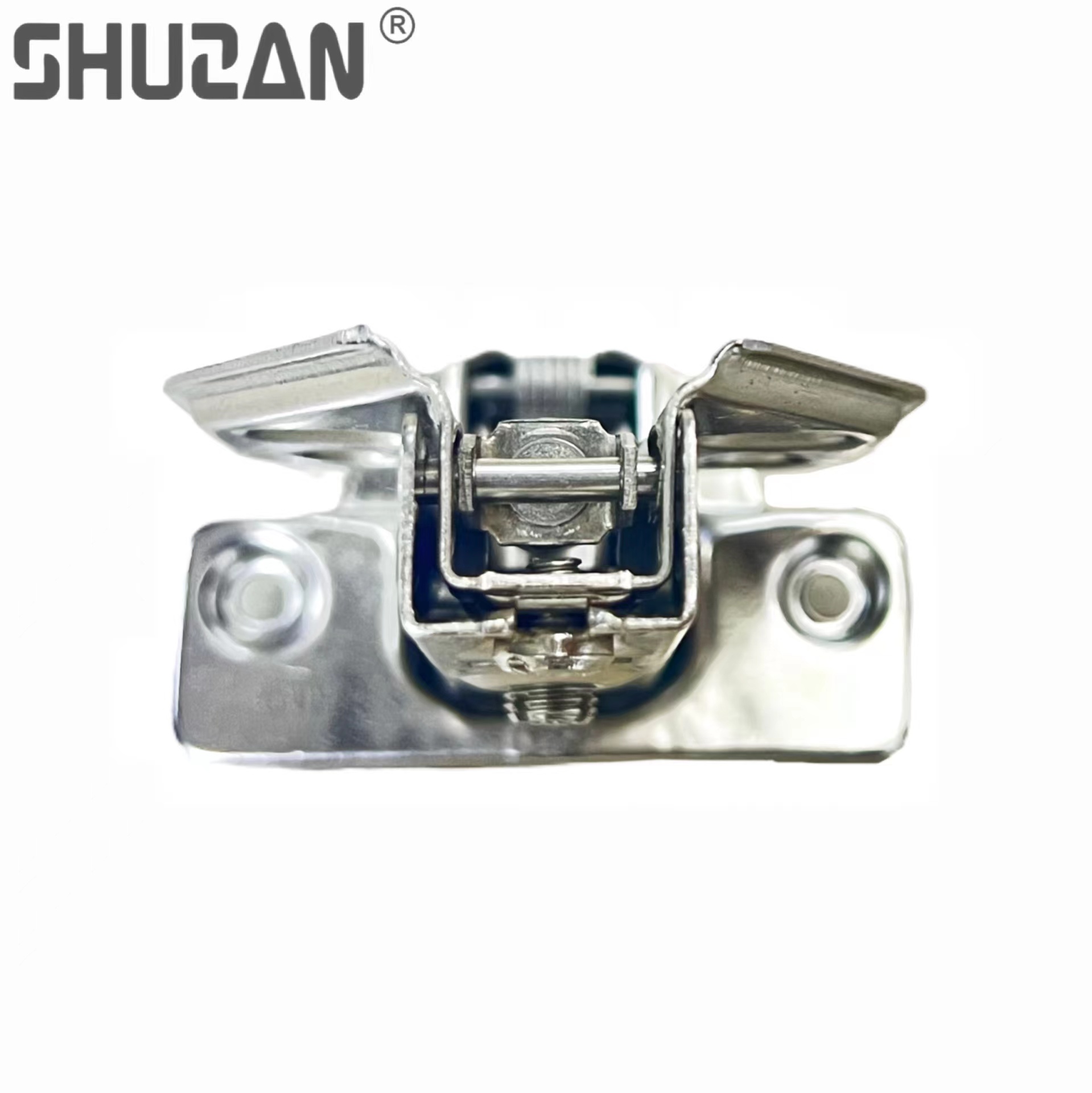 Shuzan hinge cabinet door damping hydraulic buffer spring fixed hinge airplane foot stainless steel wardrobe hinge Specification image