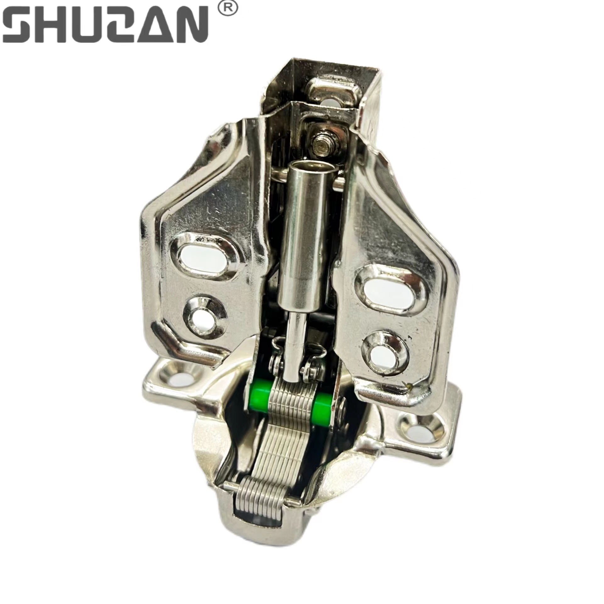 Shuzan hinge cabinet door damping hydraulic buffer spring fixed hinge stainless steel wardrobe hinge details Picture