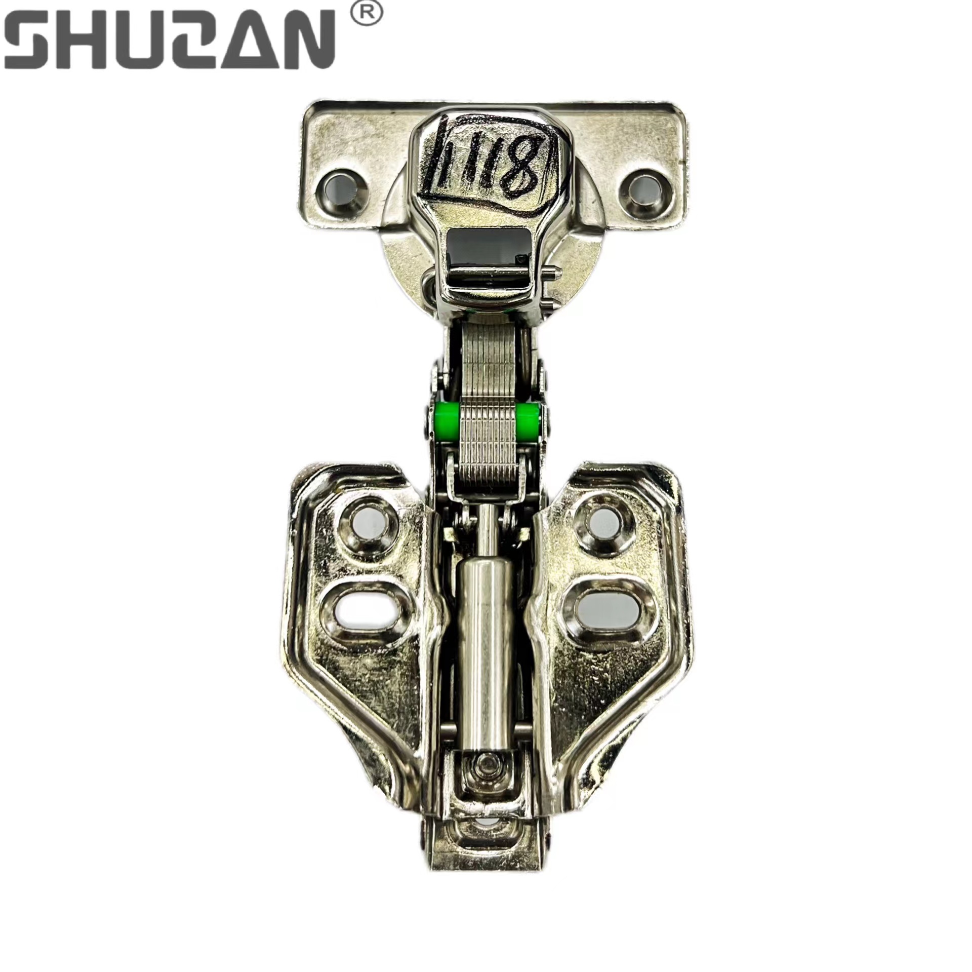 Shuzan hinge cabinet door damping hydraulic buffer spring fixed hinge stainless steel wardrobe hinge Specification image
