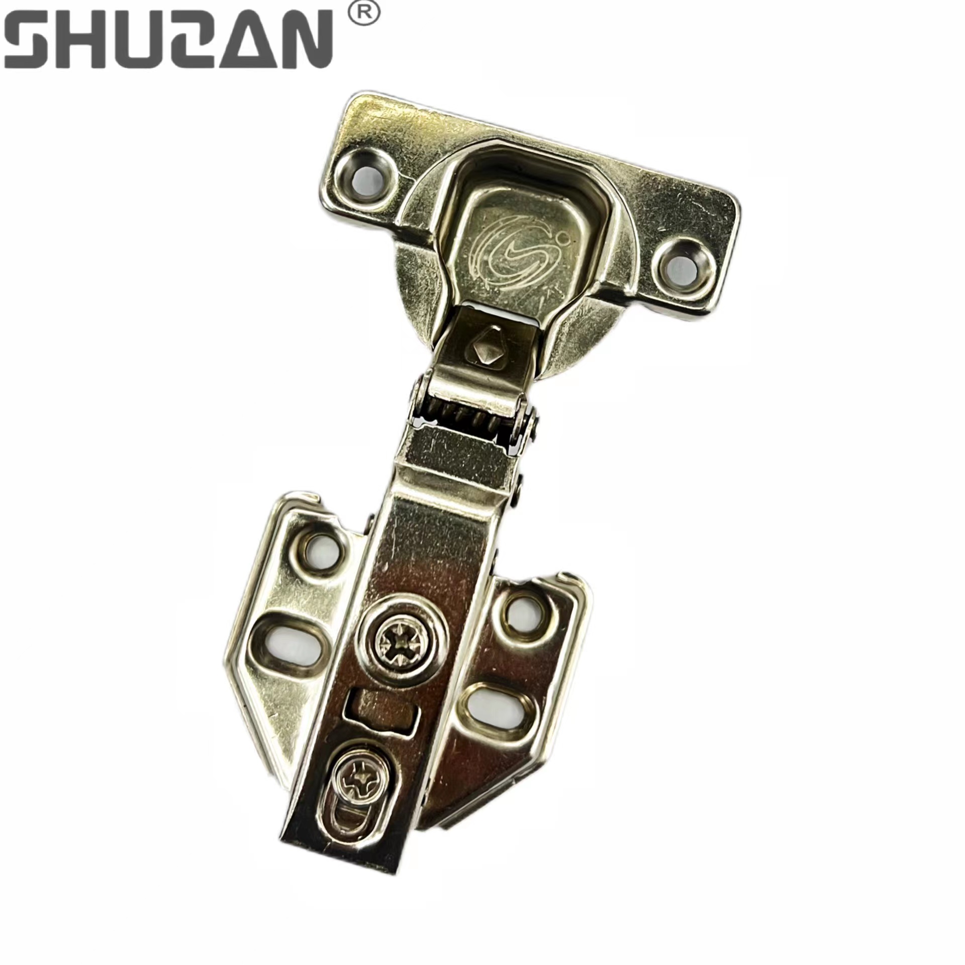 Shuzan hinge cabinet door damping hydraulic buffer spring fixed hinge stainless steel wardrobe hinge