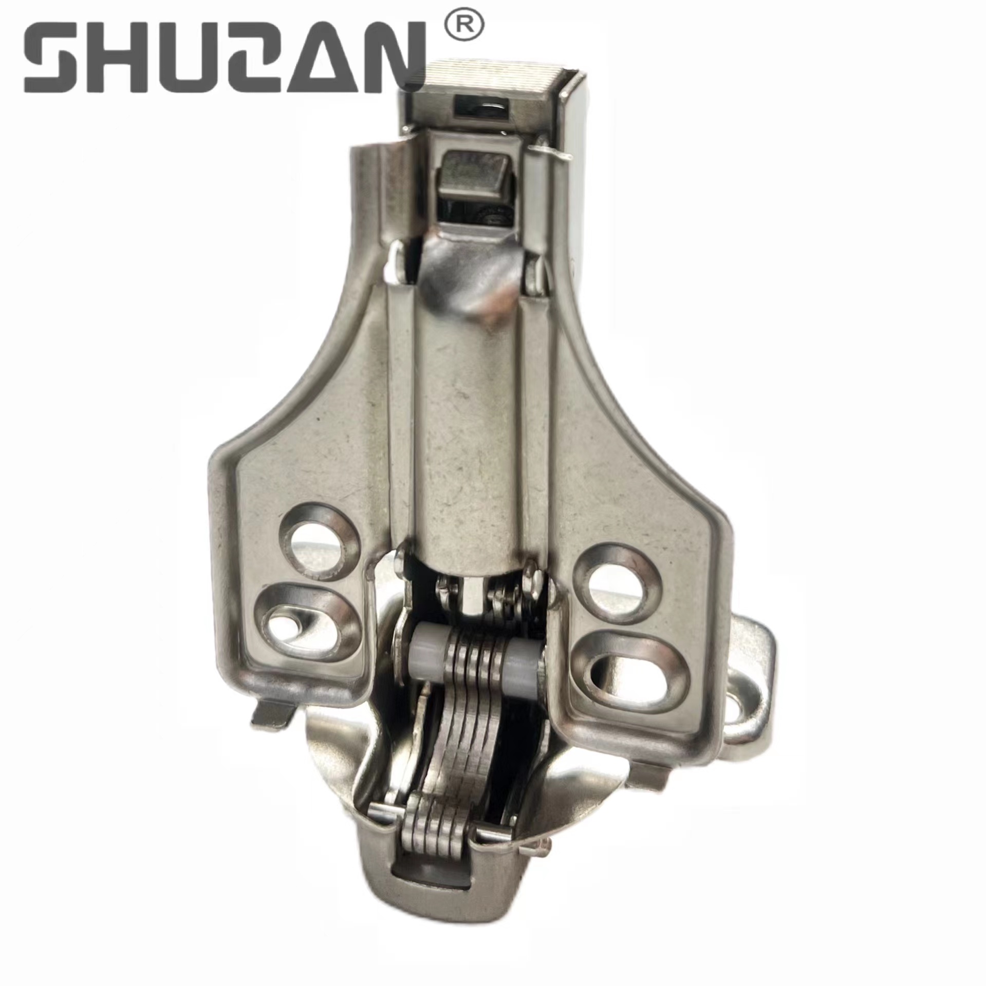 Shuzan brand stainless steel short-arm hydraulic hinges, buffer folding hinges, furniture hardware accessories, aircraft feet, durable details Picture