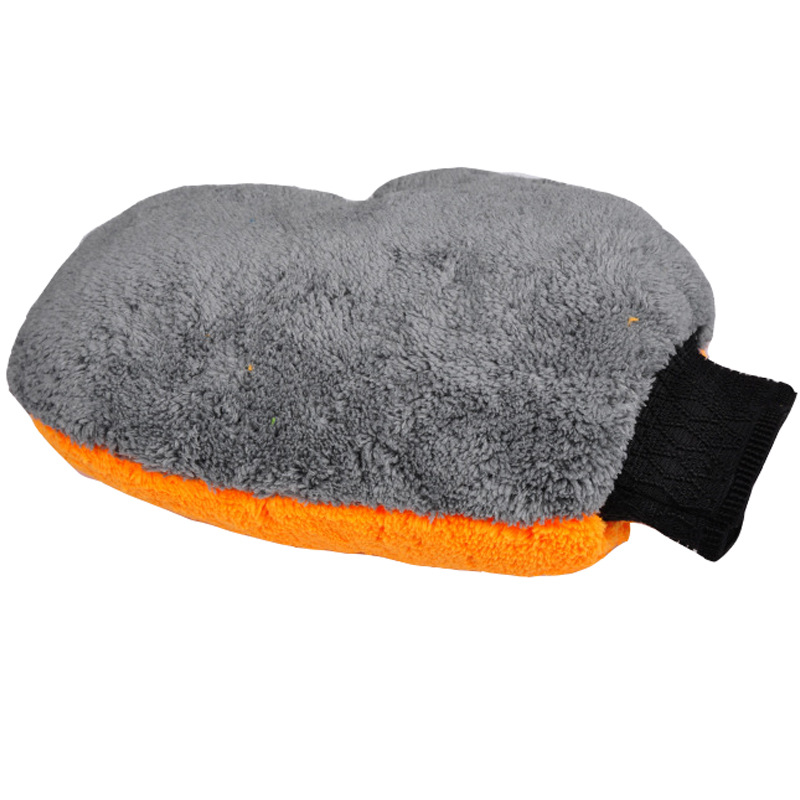 Qiwei Car Decoration Coral Velvet AB face bear paw car cleaning gloves, beauty car washing gloves, thumb gloves, home car cleaning products QW136 Specification image