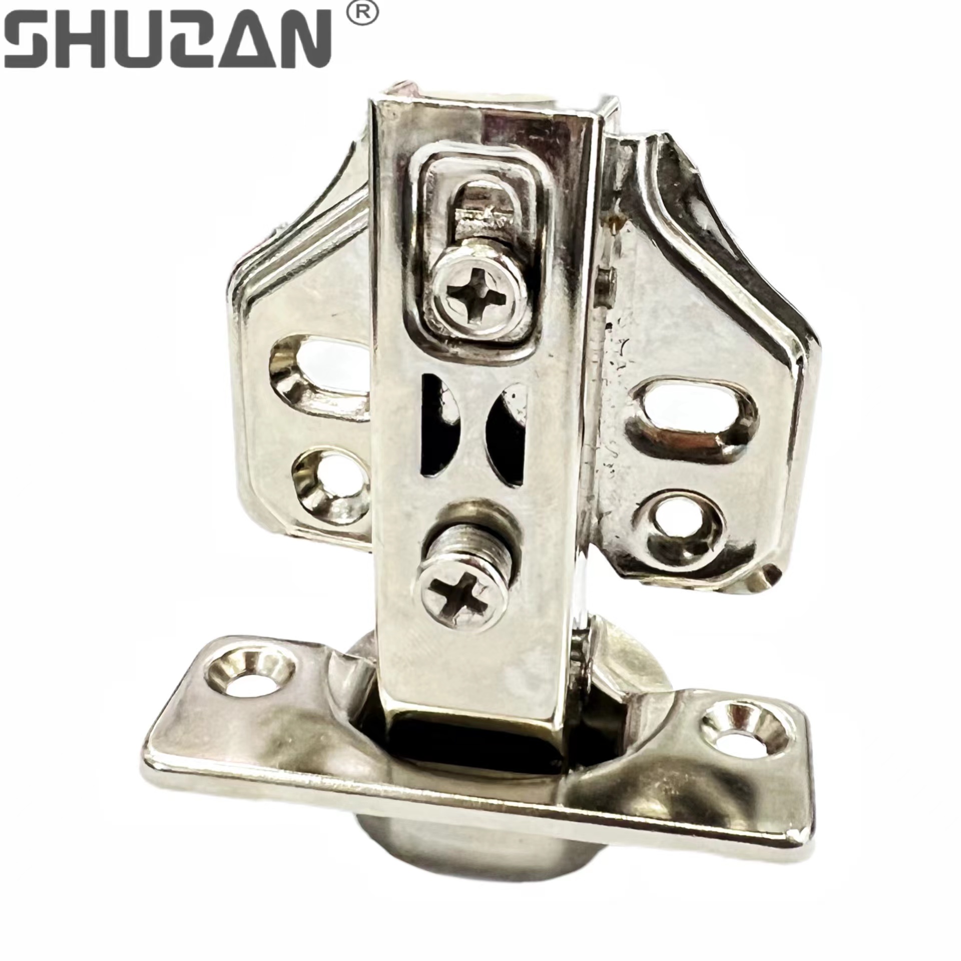 Shuzan hinge cabinet door damping hydraulic buffer spring fixed hinge stainless steel wardrobe hinge Item Picture