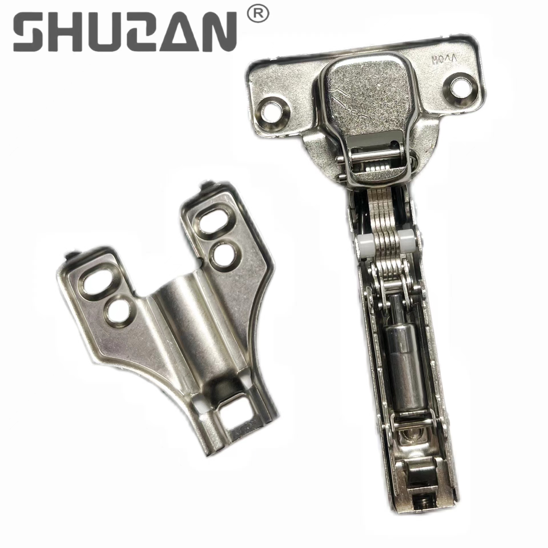 Shuzan brand stainless steel short-arm hydraulic hinges, buffer folding hinges, furniture hardware accessories, aircraft feet, durable Item Picture