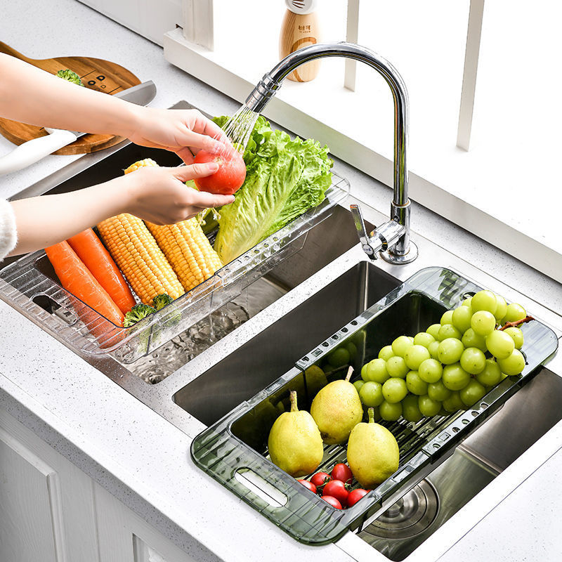 Transparent and retractable kitchen sink rack for export Specification image