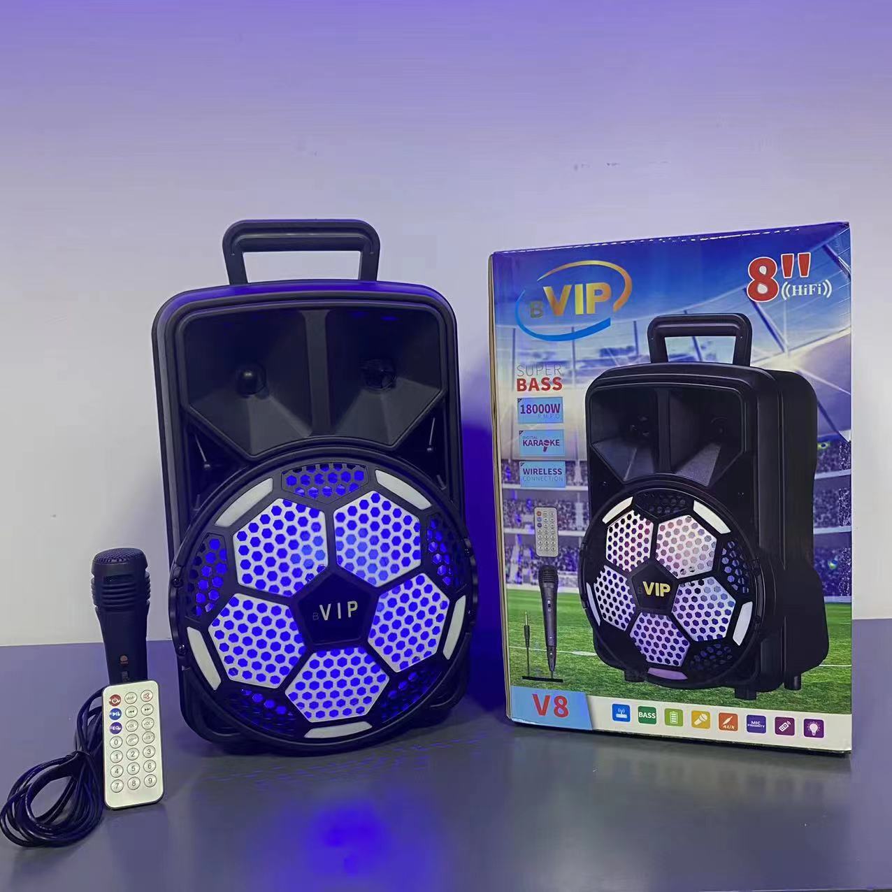 JR Football-style 8-inch outdoor mobile portable handheld charging Bluetooth speaker V Specification image