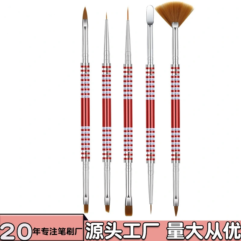Disponible en stock 5 pinceles de uñas pintadas pinceles de uñas de dos cabezas plumas esculpidas plumas puntiagudos nails strass set especial