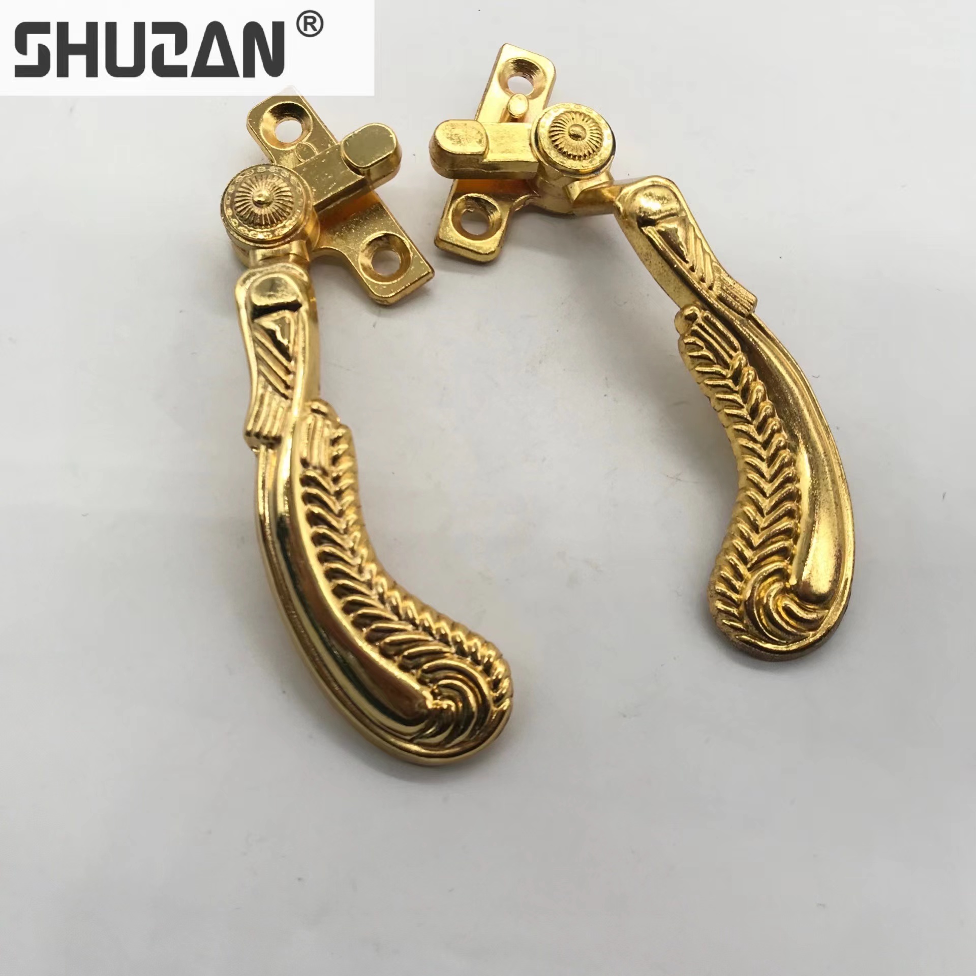 Shuzan Oupai high-end European-style zinc alloy door handles, golden engraved door handles, door hardware accessories, pebble ice crack cabinet door handles, factory direct sales, and other hardware tools