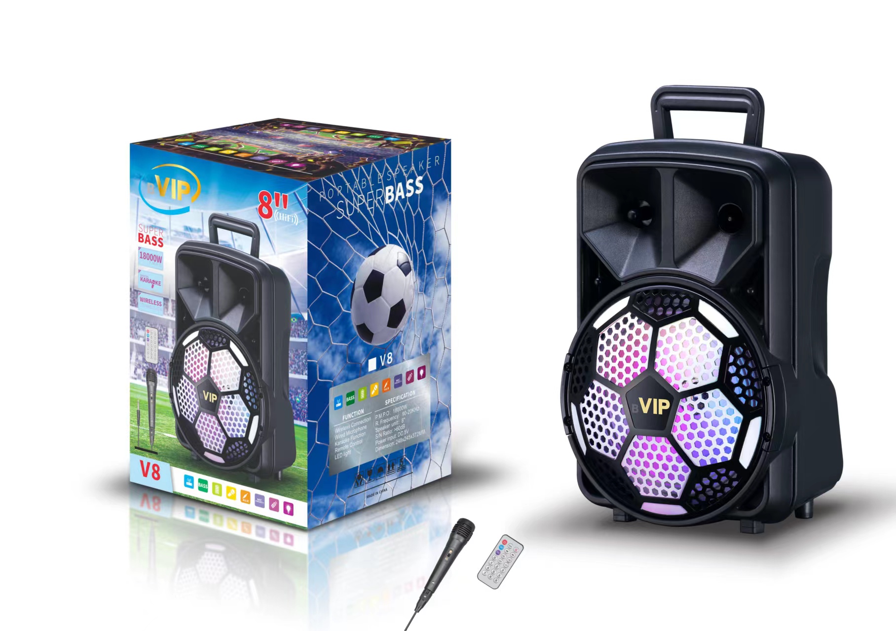 JR Football-style 8-inch outdoor mobile portable handheld charging Bluetooth speaker V details Picture