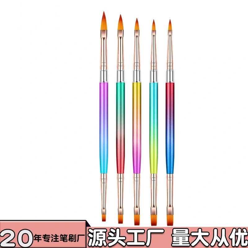 5 double-headed nail art brushes, metal gradient rod, painting pen, nail brush set, engraved pen wholesale shanilak