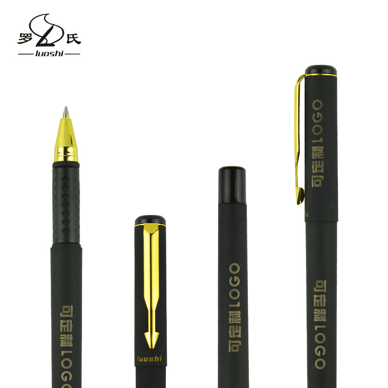 罗氏2073磨砂中性笔办公学生用子弹头水笔可定制logo广告笔签字笔详情图2