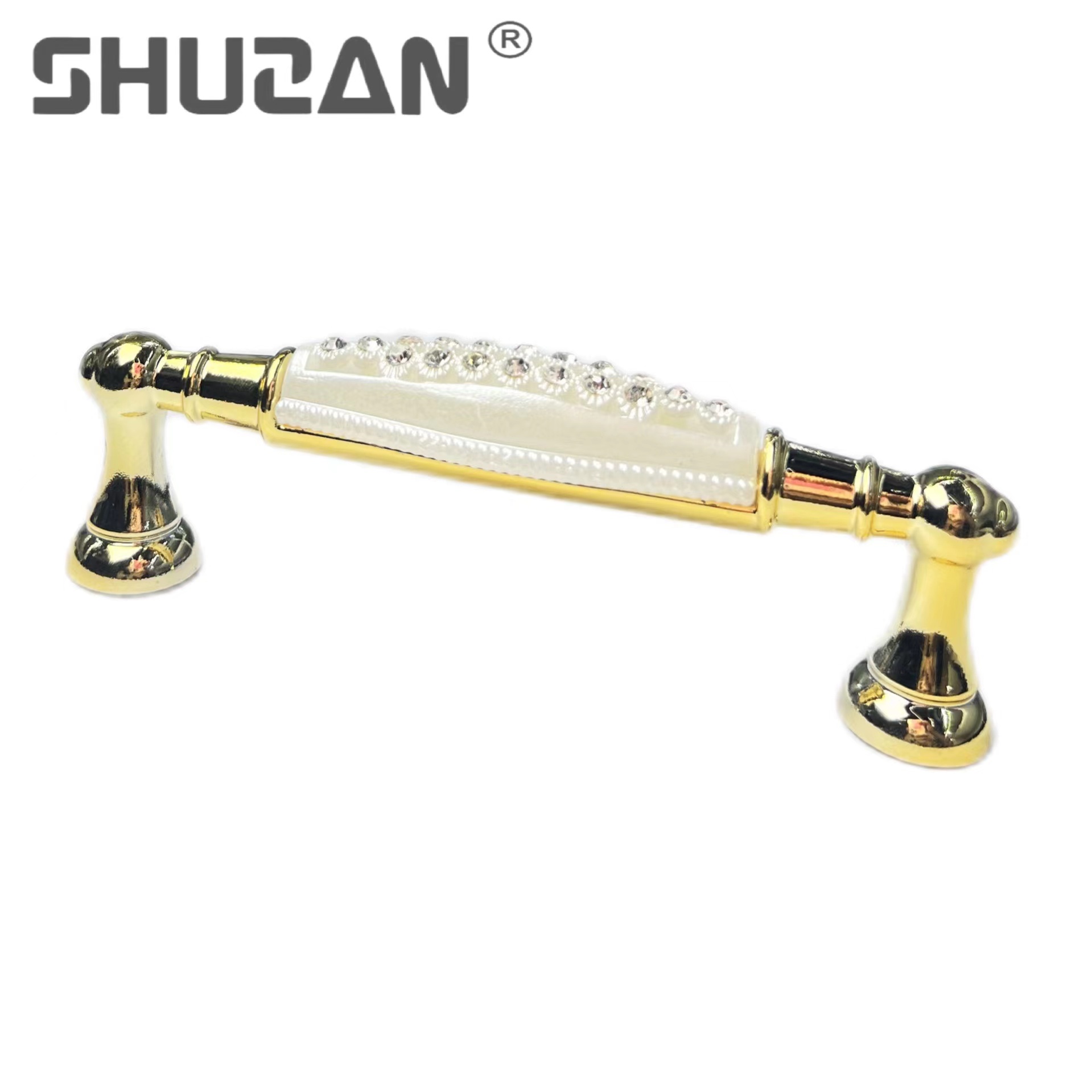 Shuzan simple cabinet drawer cabinet handle hardware accessories European-style gold diamond-encrusted wardrobe door handle modern