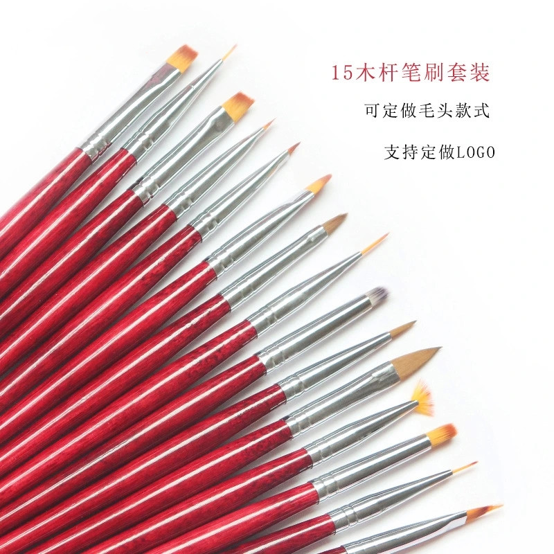 Nail art brush tool set: Nail art pens, nail art painting pens, nail art phototherapy pens, string pens, rosewood rods, 15 pieces, shanilak