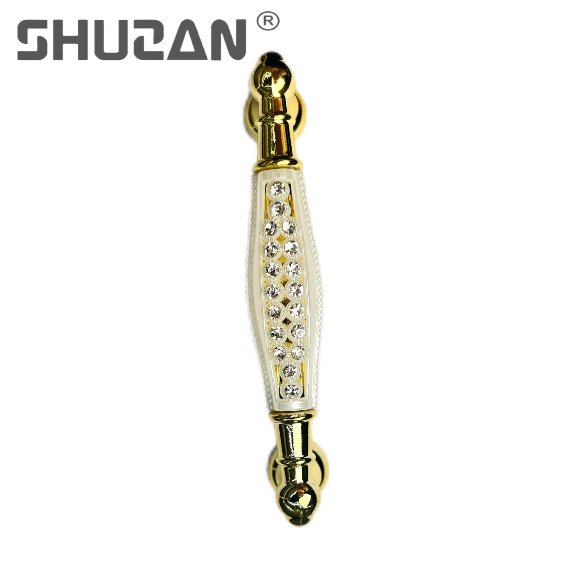 Shuzan simple cabinet drawer cabinet handle hardware accessories European-style gold diamond-encrusted wardrobe door handle modern Specification image