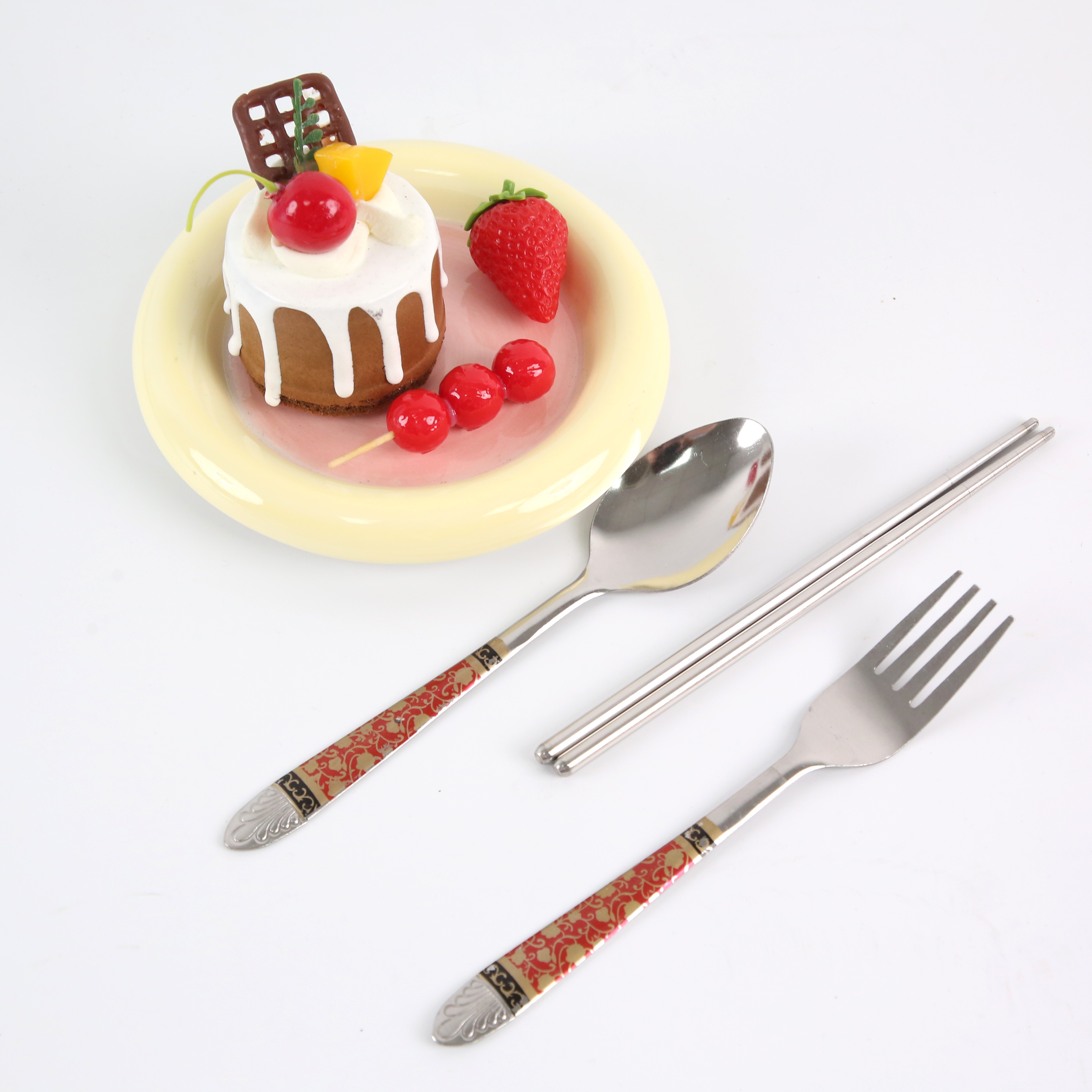 Wholesale of stainless steel flower-handled large card knives, forks, spoons and other household tableware in stock from Xu Shengyou