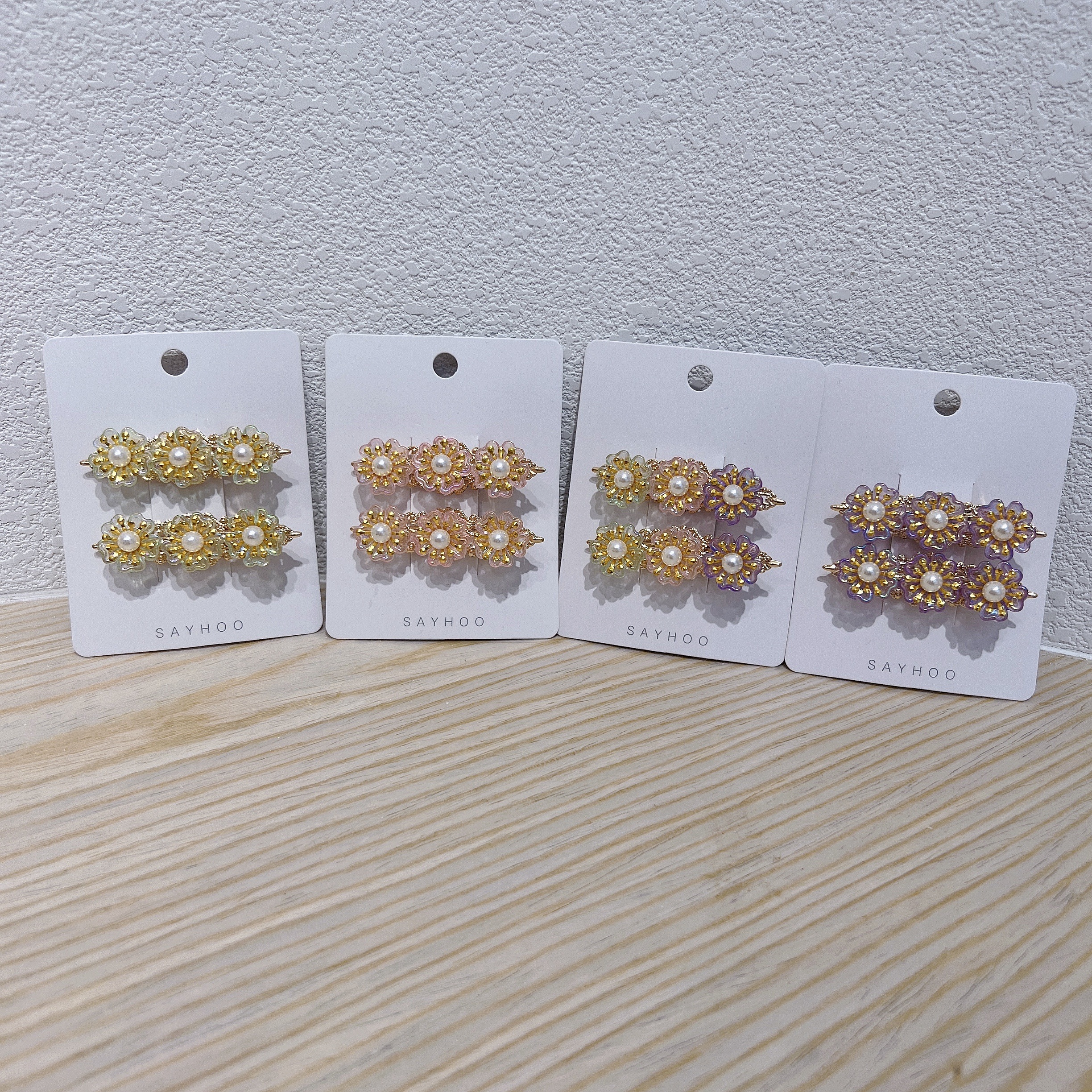 Hairless Hanfu Clip - A dazzling three-flower pair clip