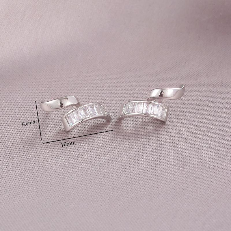 Xuhui brand exquisite and light luxury copper plated with real gold and zircon 925 silver needle ribbon design fashionable stud earrings Specification image