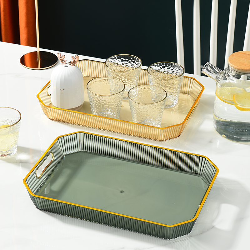 Small PET plate 15*15*3, light luxury tray, ins style dining plate, transparent tea cup, water cup, tea tray, plastic cup plate, modern commercial dining plate