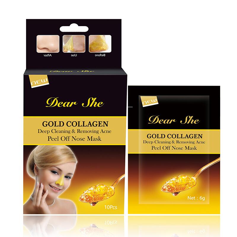 Dear She Gold Blackhead Removal Peel-off Mask T-Zone Care Blackhead Suction Gold Foil Nasal Mask Acne Removal and Firming Specification image