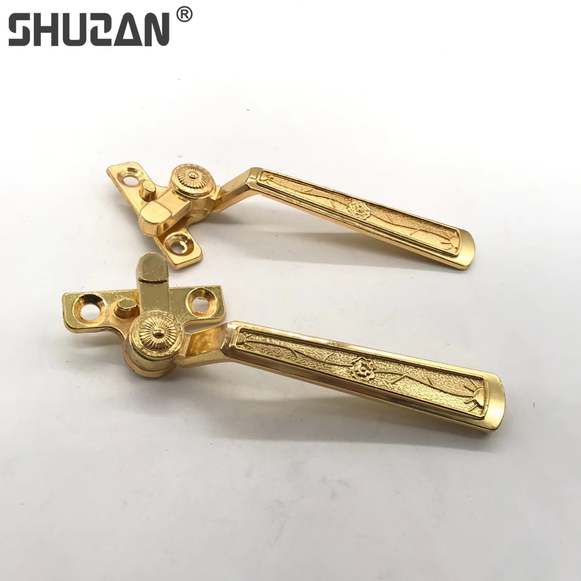 Shuzan European-style luxury golden straight plate engraved zinc alloy door handles, window and door pulls, door hardware accessories factory direct sales, ice crack design, other hardware tools Application Scenario
