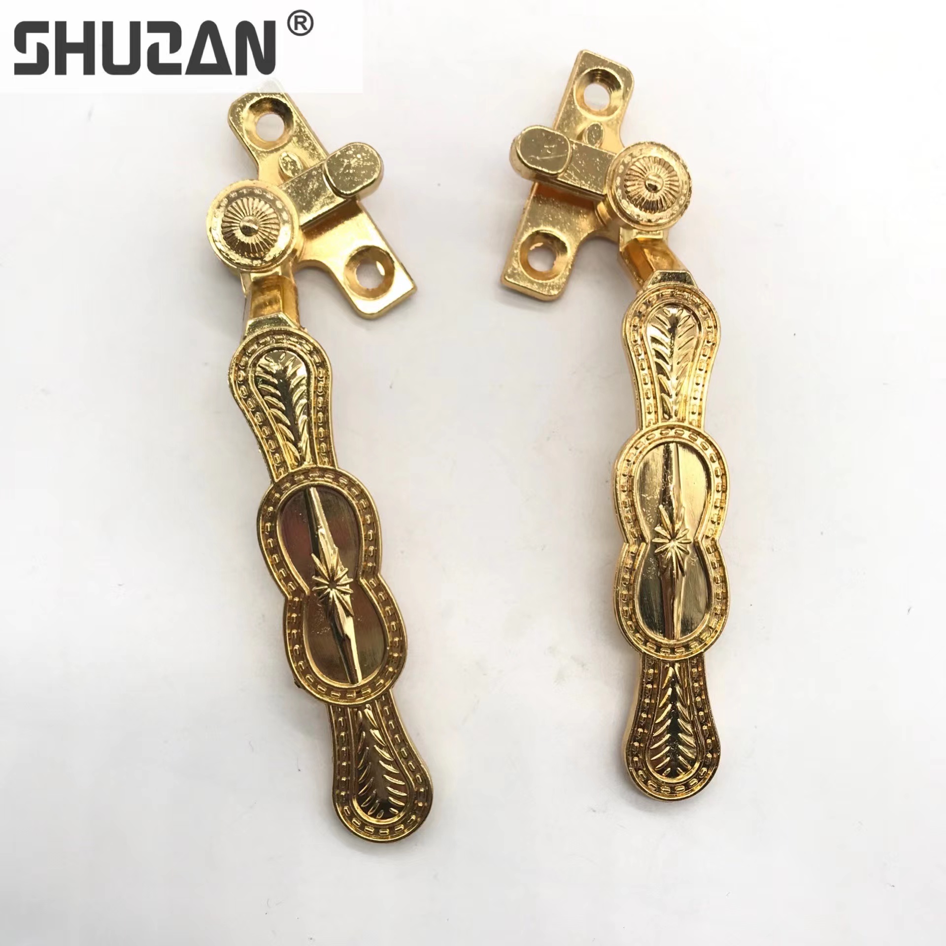 Shuzan European-style luxurious golden engraved zinc-aluminum alloy door and window handles are sold directly by the manufacturer. High-quality hardware tool accessories and other hardware tools are available Item Picture