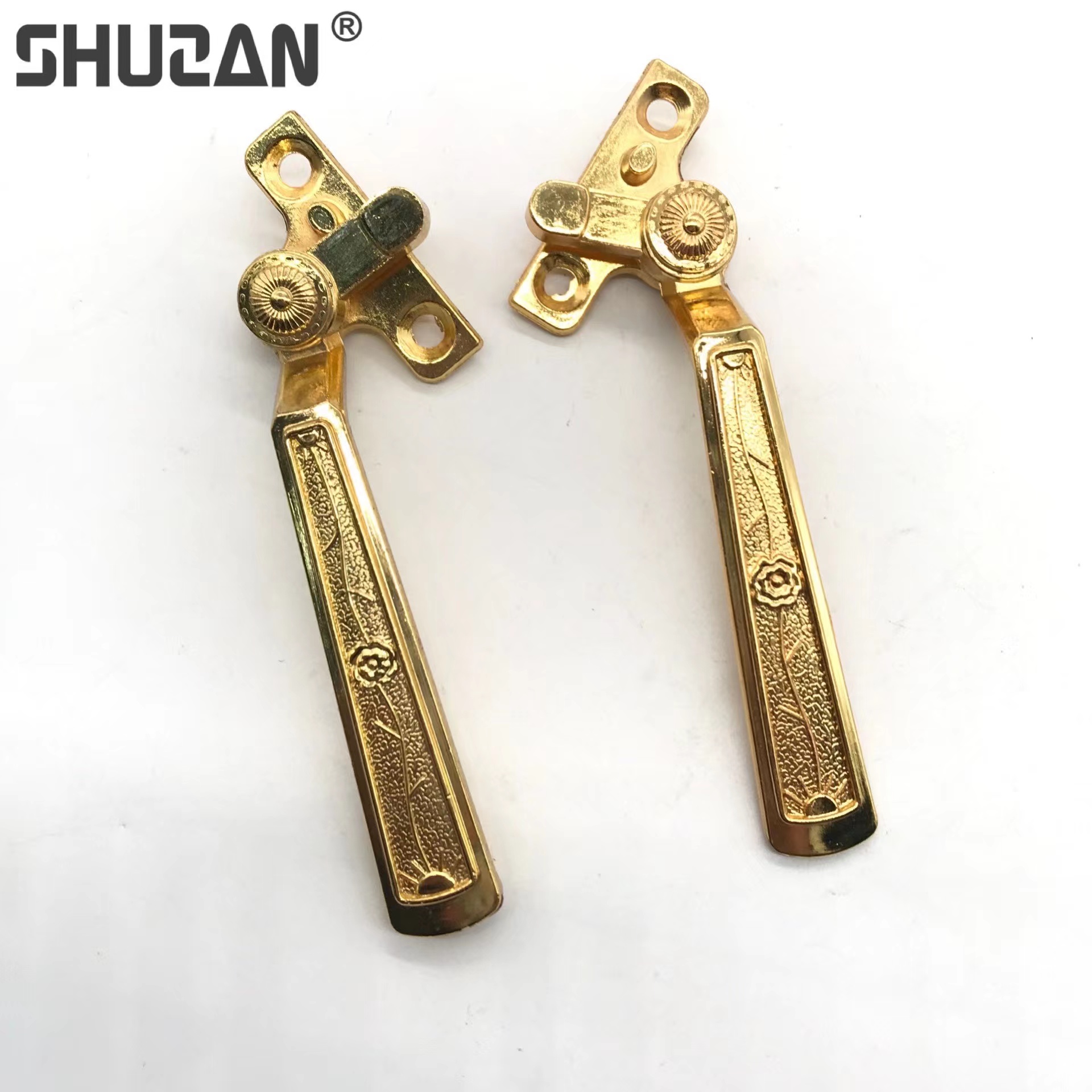 Shuzan European-style luxury golden straight plate engraved zinc alloy door handles, window and door pulls, door hardware accessories factory direct sales, ice crack design, other hardware tools