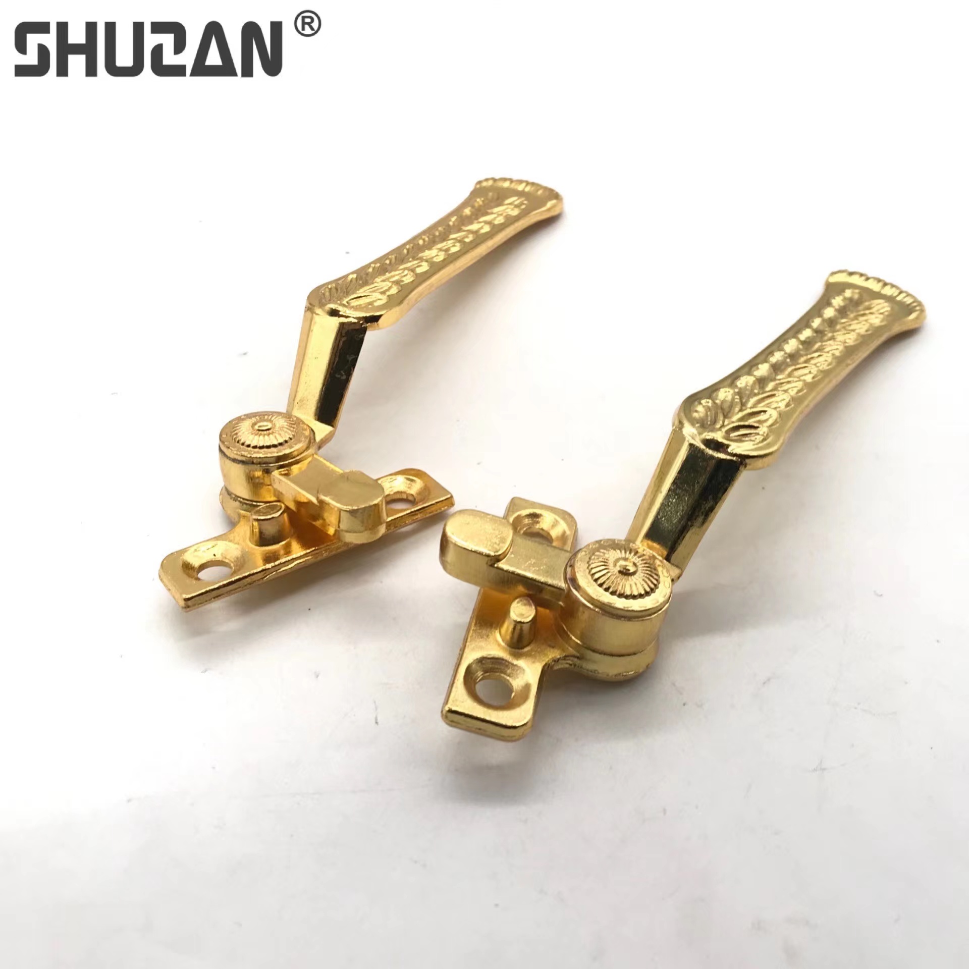Shuzan European-style door and window handles, zinc alloy window handles factory direct sales, golden wheat ear engraved window handles details Picture