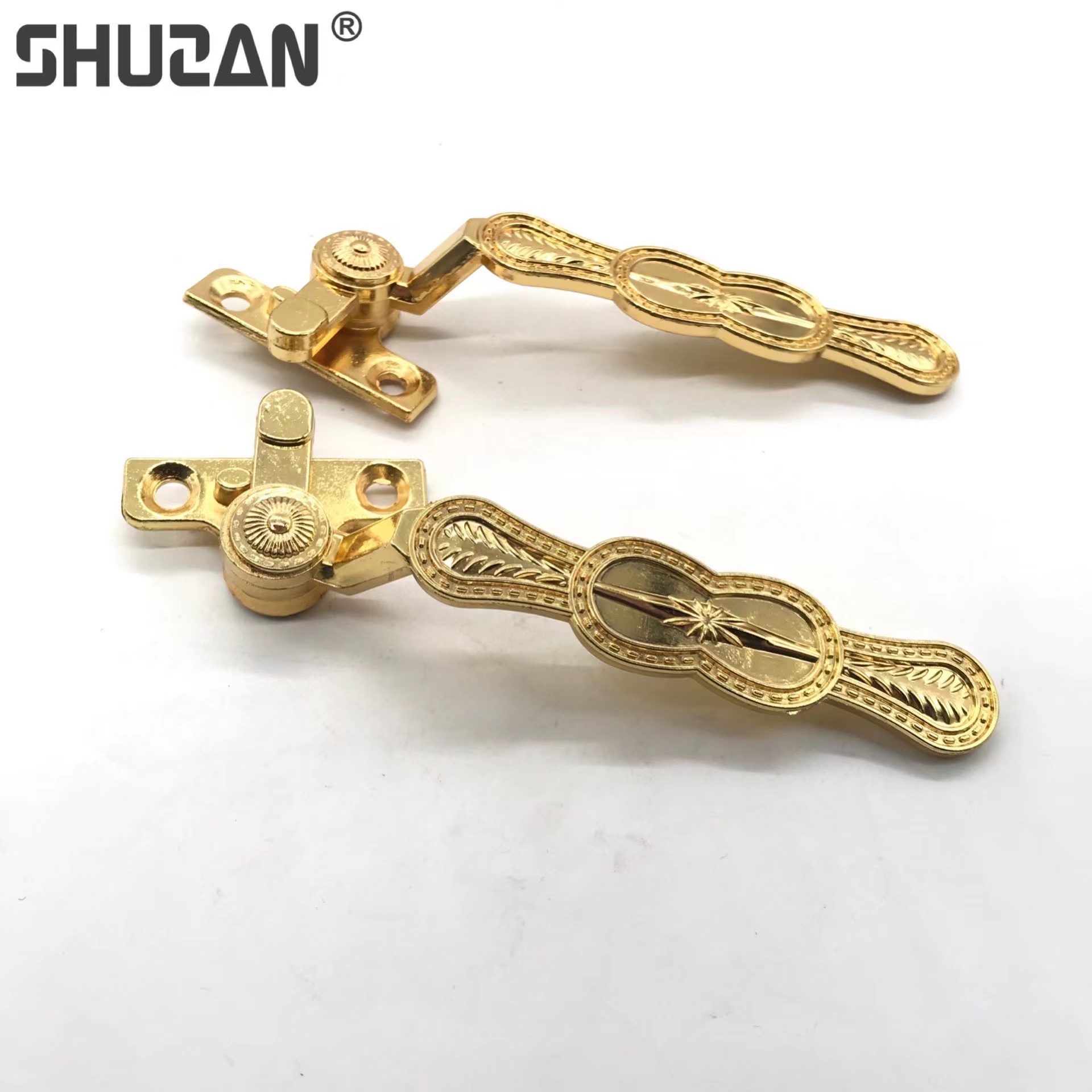 Shuzan European-style luxurious golden engraved zinc-aluminum alloy door and window handles are sold directly by the manufacturer. High-quality hardware tool accessories and other hardware tools are available details Picture