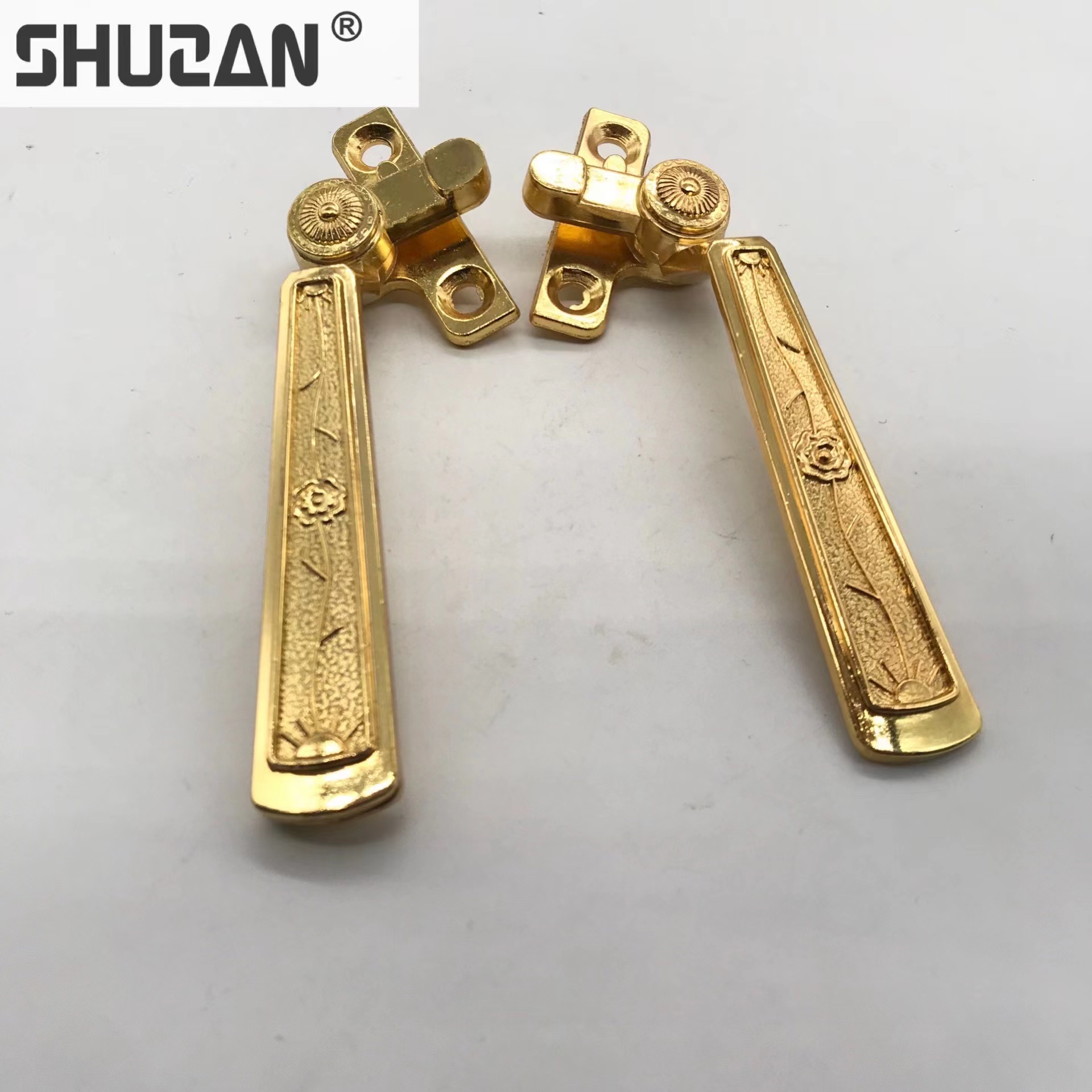 Shuzan European-style luxury golden straight plate engraved zinc alloy door handles, window and door pulls, door hardware accessories factory direct sales, ice crack design, other hardware tools Specification image