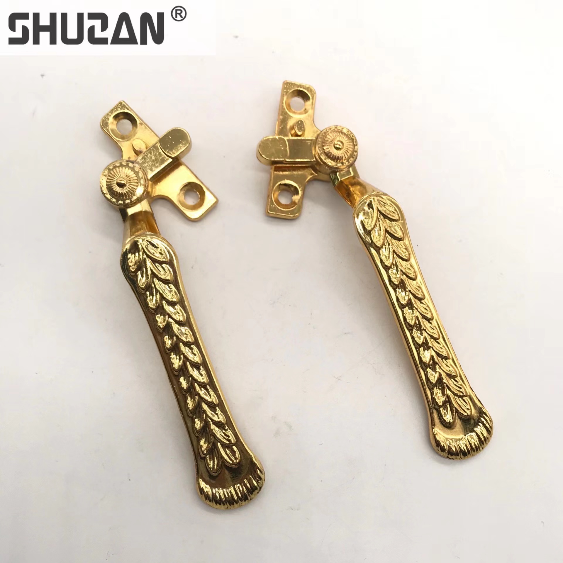 Shuzan European-style door and window handles, zinc alloy window handles factory direct sales, golden wheat ear engraved window handles Item Picture