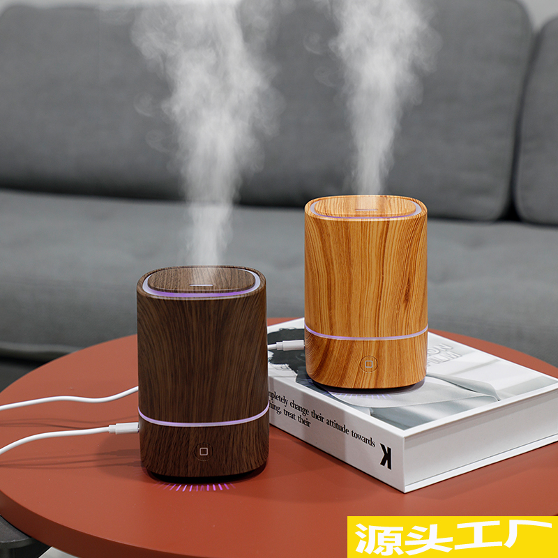 爆款香薰机家用大雾量 空气加湿器批发加湿精油木纹香薰机补水仪氛围灯消毒机七彩灯灯USB桌面卧室镂空香薰机