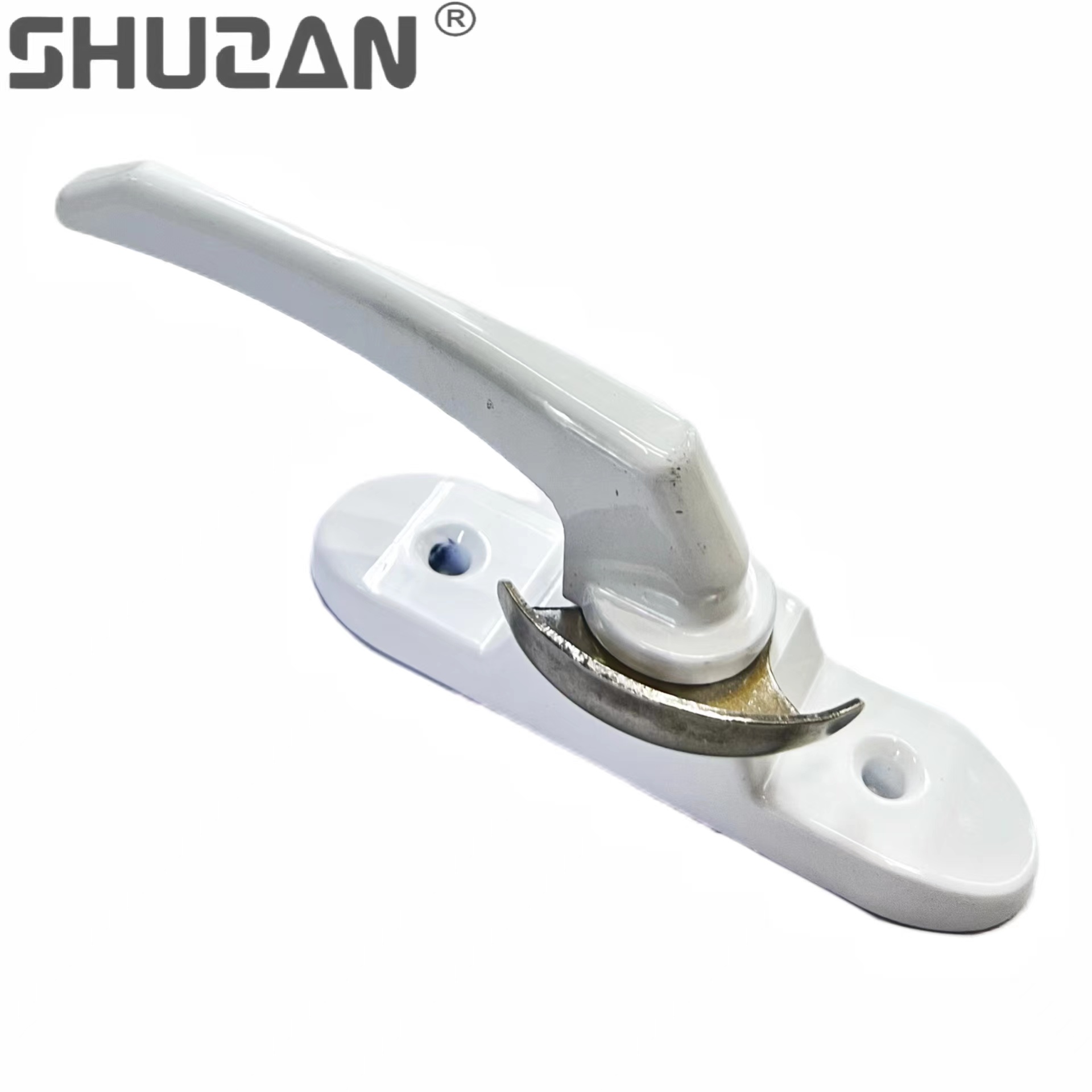Shuzan brand guarantees thickened aluminum alloy large bidirectional crescent lock, steel window lock, high-strength window accessories, hardware tools, and other hardware tools Application Scenario