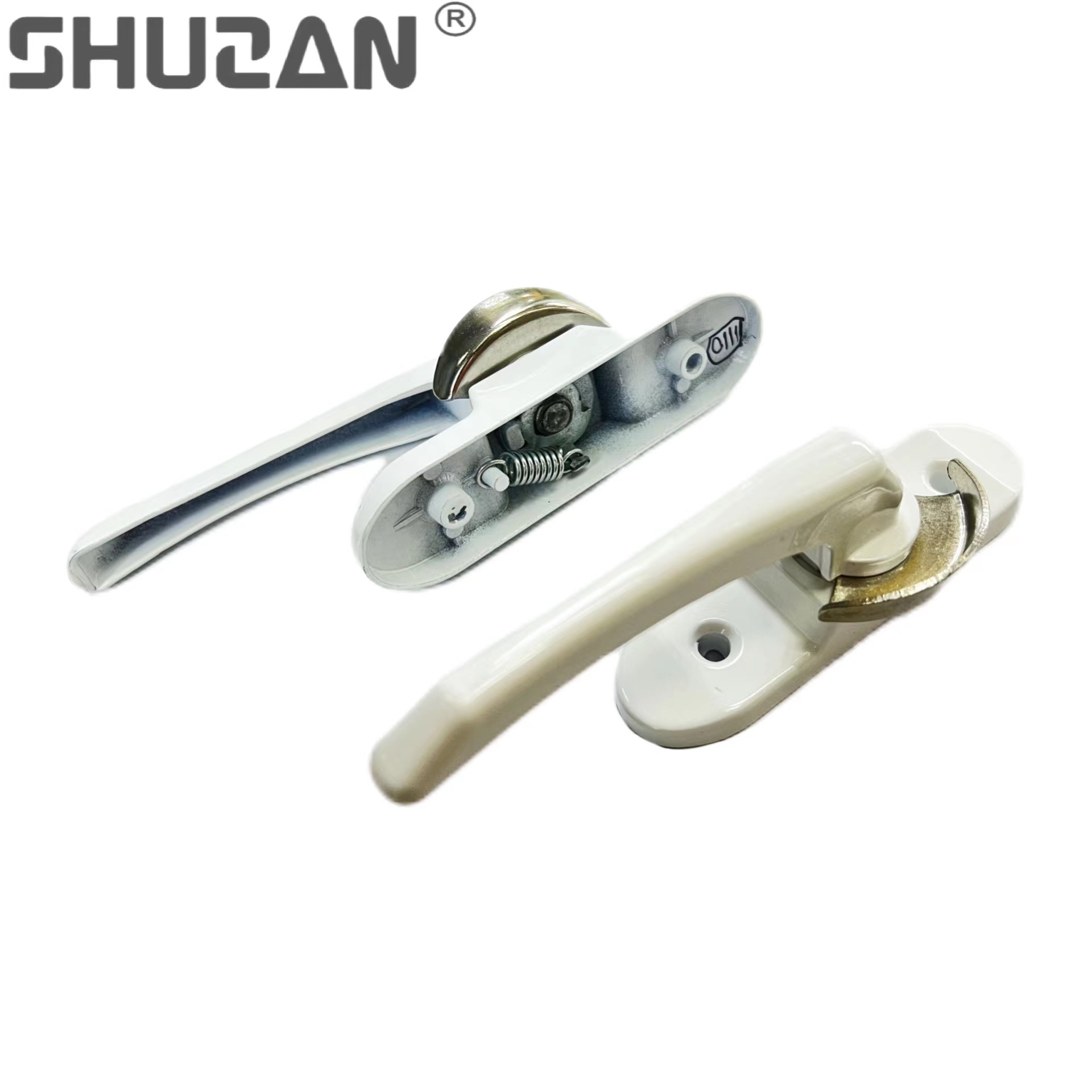 Shuzan brand guarantees thickened aluminum alloy large bidirectional crescent lock, steel window lock, high-strength window accessories, hardware tools, and other hardware tools Item Picture