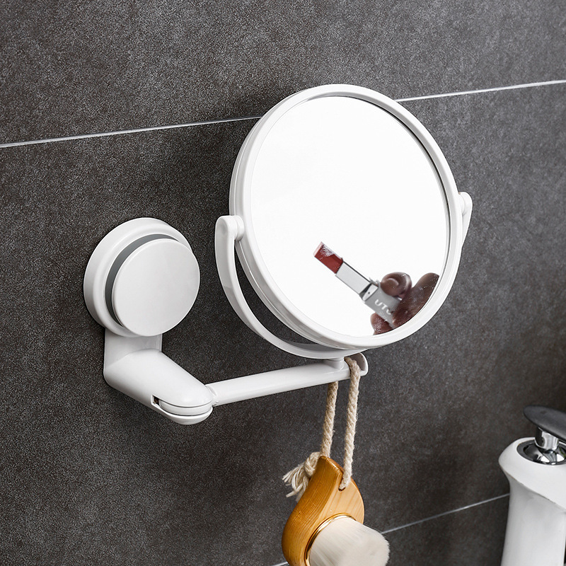 Hole-free folding round makeup mirror