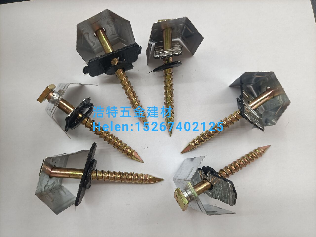 U-shaped pad yellow nail, saddle pad yellow nail, square yellow nut, corrugated rod self-tapping screw, roof nail, square head nail, U-pad nail, roof bolt, color steel tile nail details Picture