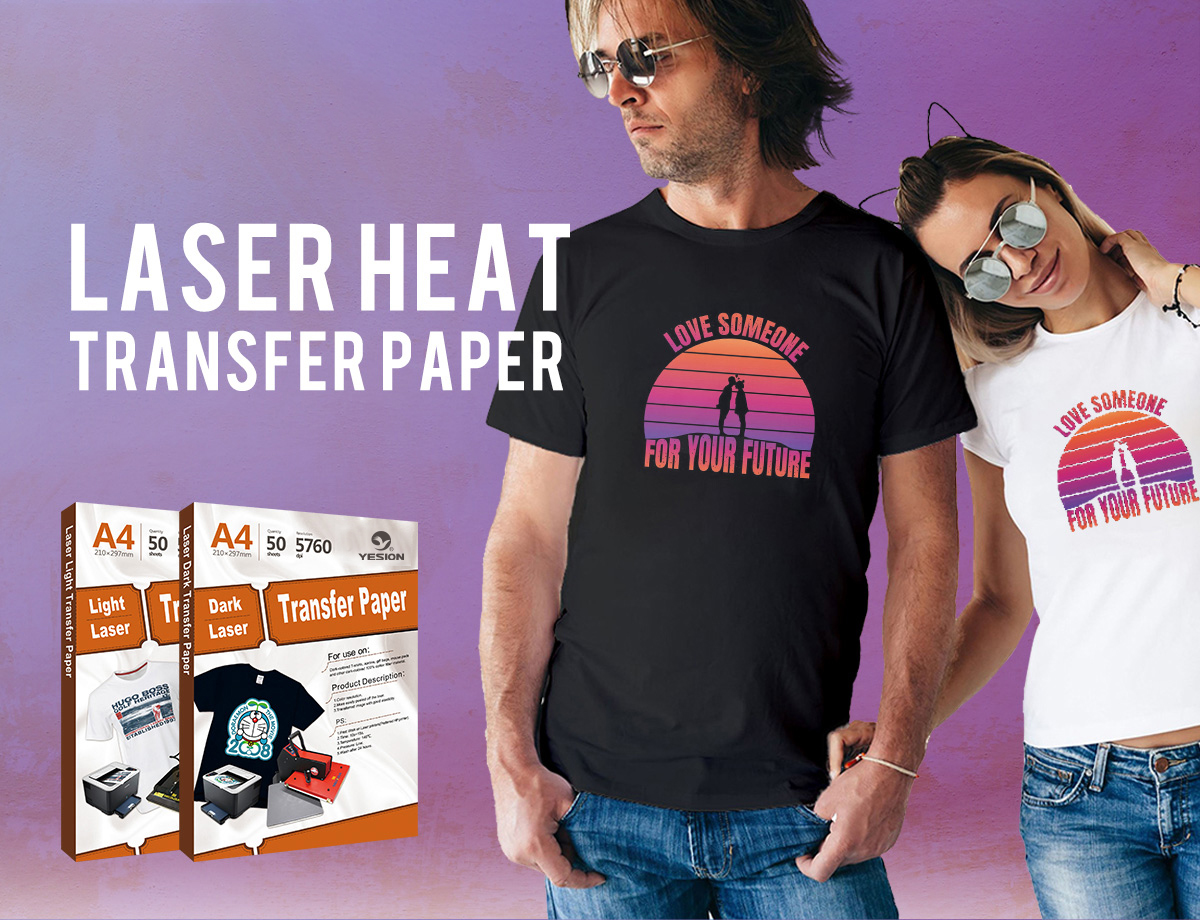YESION Laser Dark Heat Transfer Paper A4 T-shirt Dark Heat Transfer Paper 50 sheets Laser Dark Transfer paper details Picture