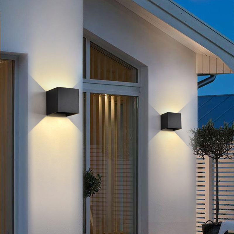 Outdoor wall lamps with waterproof exterior walls that emit light up and down, modern and simple LED decorative lighting fixtures for courtyard villas, corridors and passageways