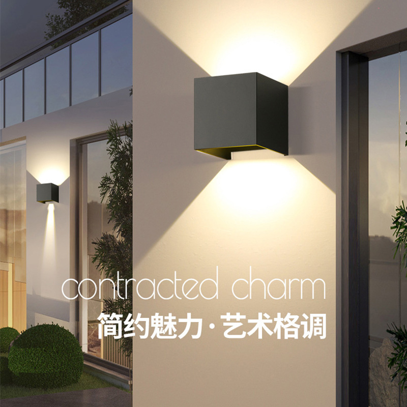 Outdoor wall lamps with waterproof exterior walls that emit light up and down, modern and simple LED decorative lighting fixtures for courtyard villas, corridors and passageways details Picture
