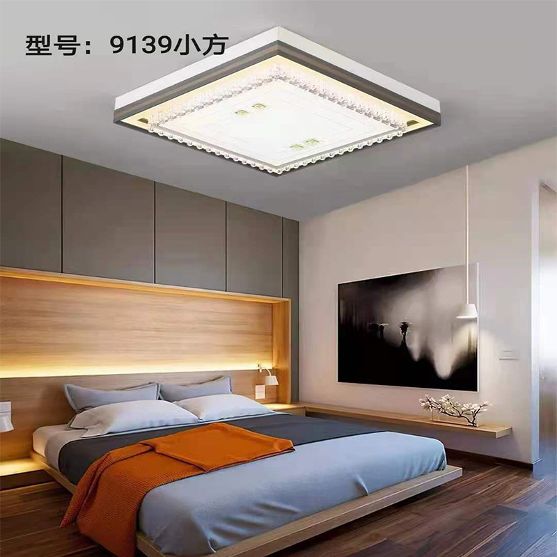 Lámpara de sala de estar luz moderna cristal de lujo led lámpara de techo hogar rectángulo de hierro con control remoto con luminiscencia lateral al por mayor Application Scenario