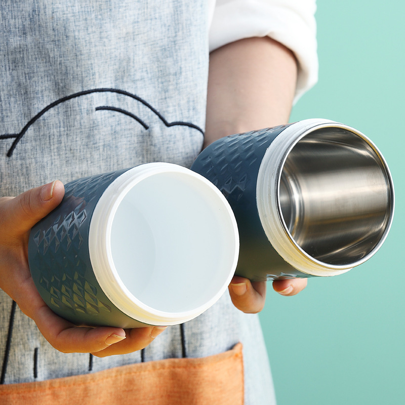 500ml portable plastic stainless steel breakfast cup