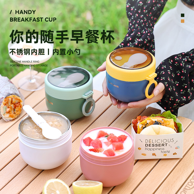 600ml plastic stainless steel oatmeal breakfast cup Application Scenario