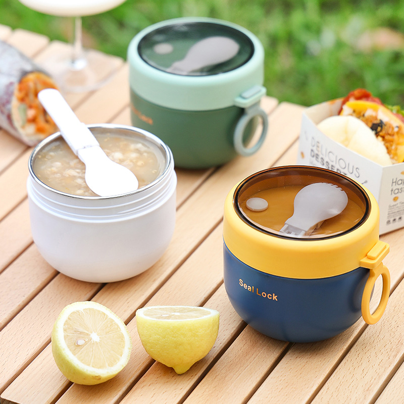 600ml plastic stainless steel oatmeal breakfast cup