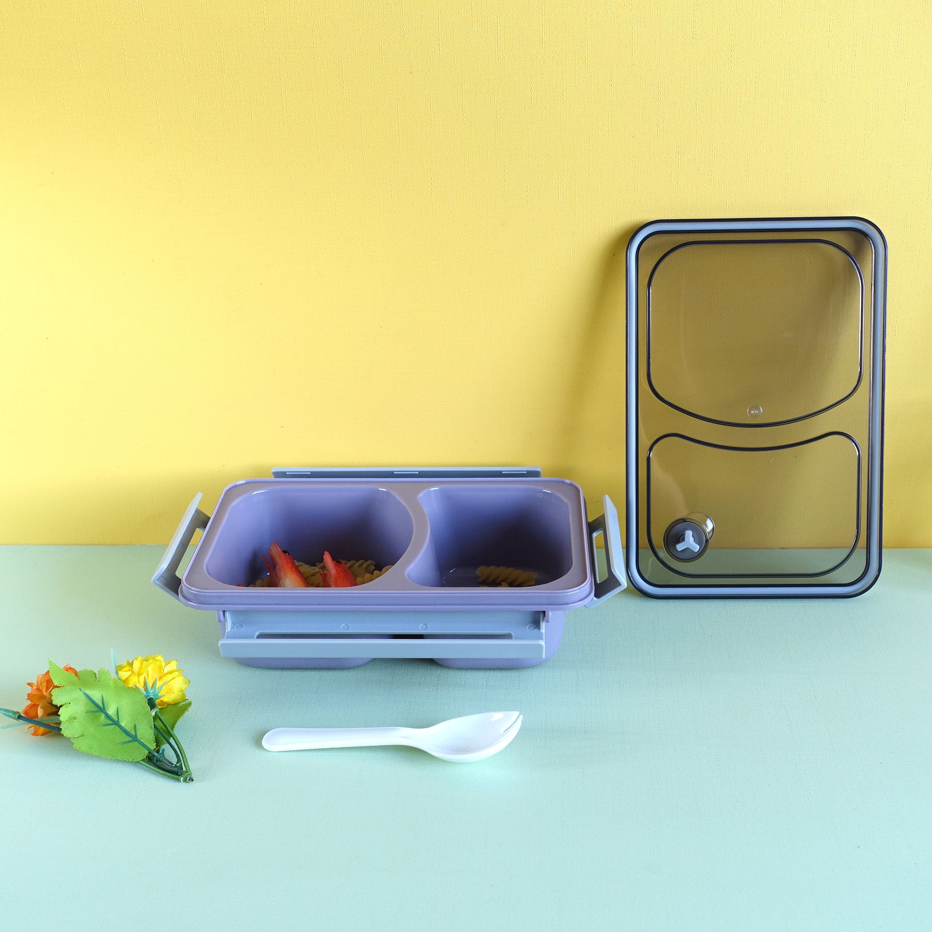 A large 1000ml two-compartment hot pot soup bowl