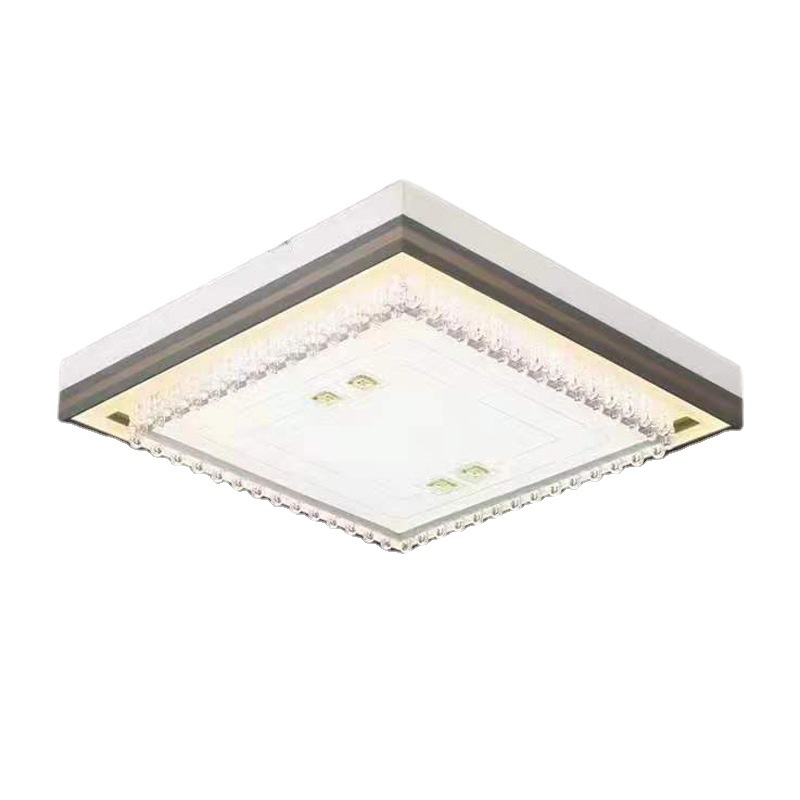 Lámpara de sala de estar luz moderna cristal de lujo led lámpara de techo hogar rectángulo de hierro con control remoto con luminiscencia lateral al por mayor Item Picture